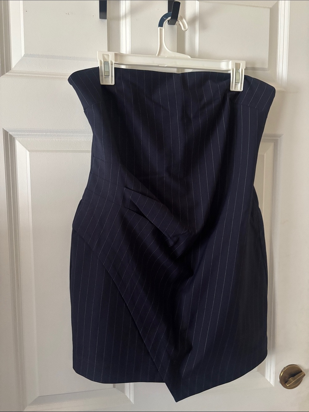 Striped Navy pinstripe Strapless Dress